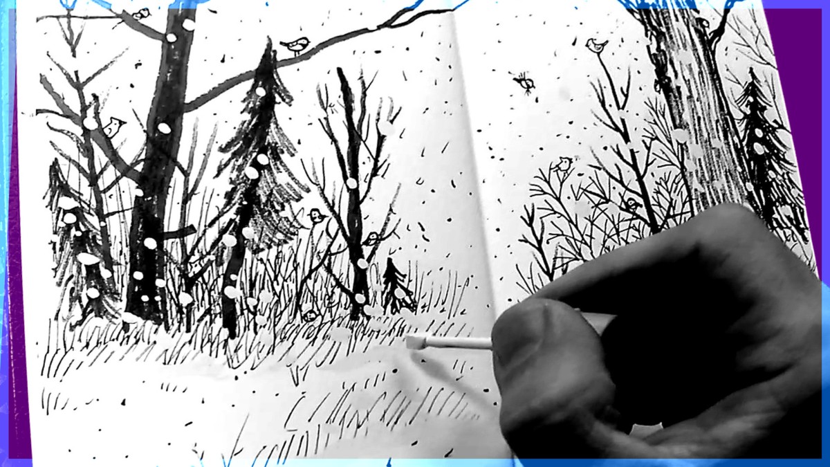Sketchbook: Snow + Woods + Birds